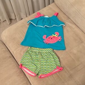 Emily Rose Turquoise and Pink Crab Pajama Set